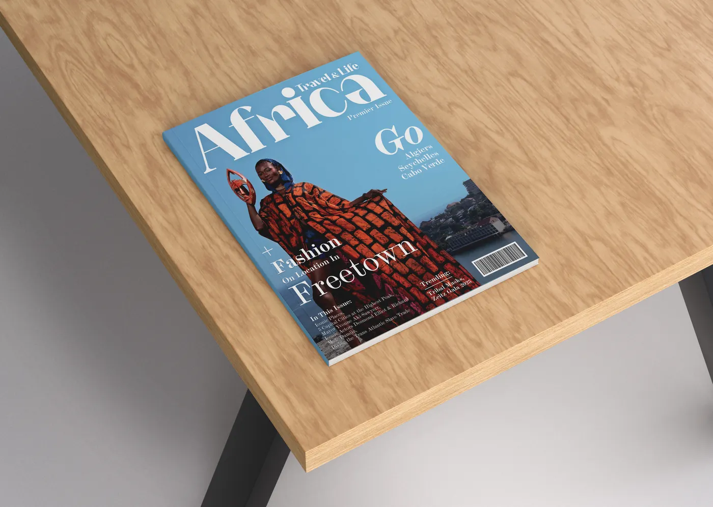 The Freetown issue on a wooden desk
