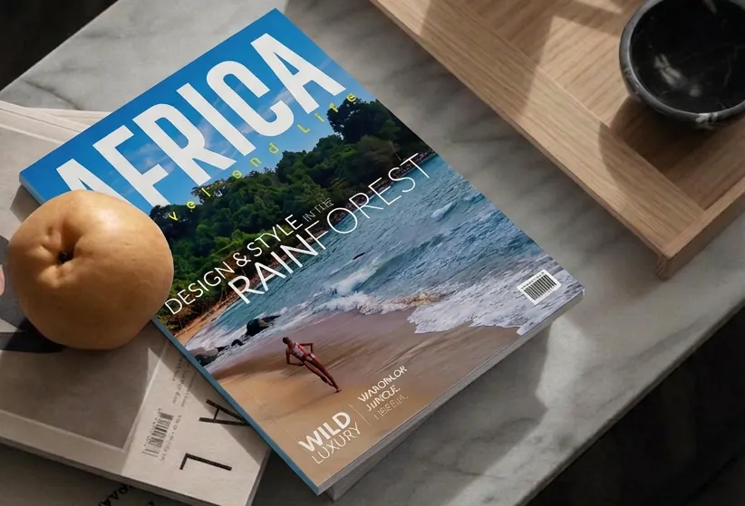 The Rainforest issue of Africa Travel and Life on a marble coffee table