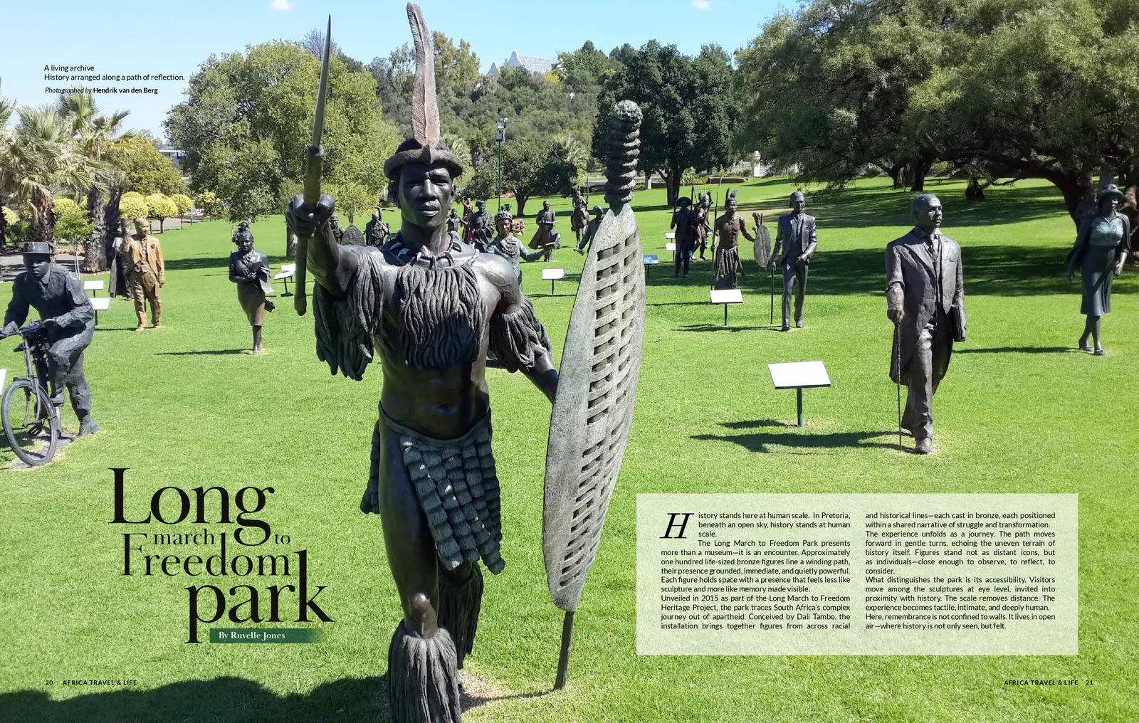 Spread from the magazine: The Long March to Freedom sculptures
